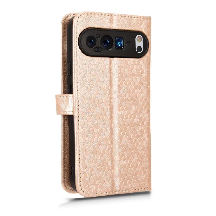 For Google Pixel 9 Pro XL Honeycomb Dot Texture Leather Phone Case(Gold) - Google Cases by PMC TechLife | Online Shopping South Africa | PMC TechLife | Buy Now Pay Later Mobicred