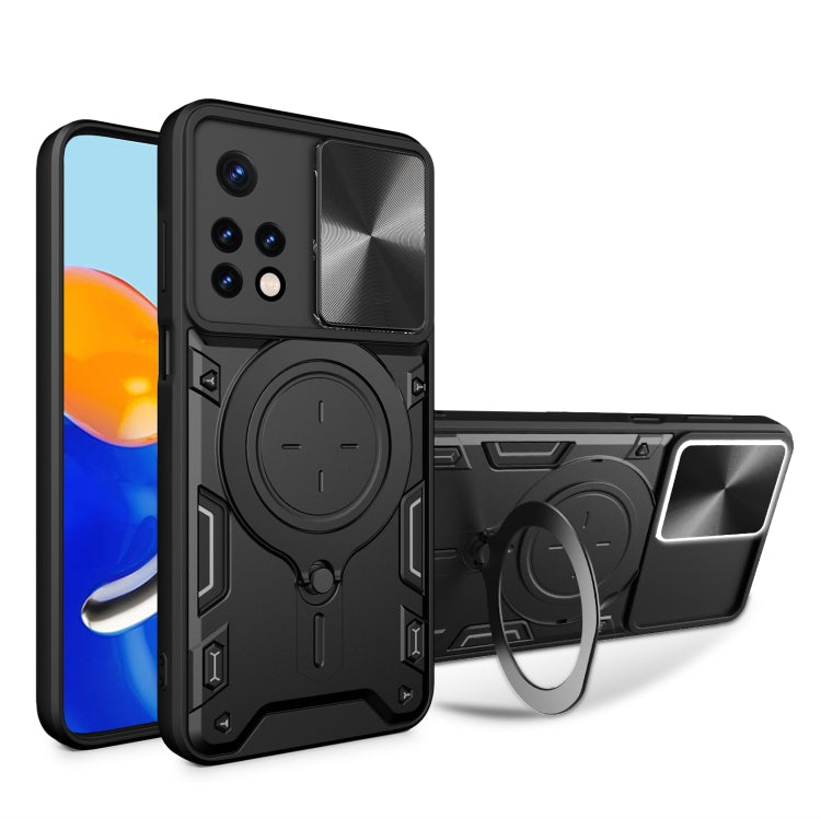 For Xiaomi Redmi Note 11 Global CD Texture Sliding Camshield Magnetic Holder Phone Case(Black) - free shipping - PMC TechLife - Order now!