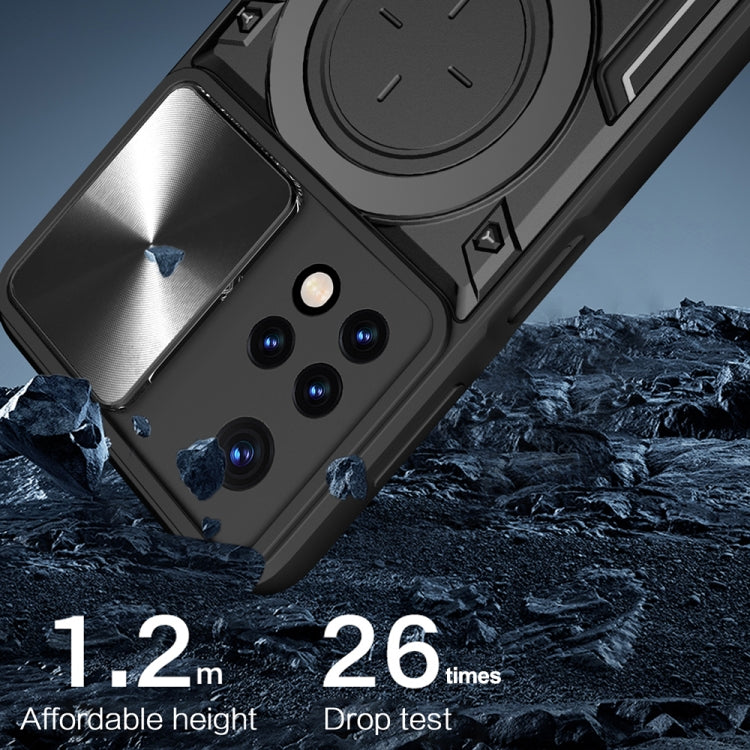 For Xiaomi Redmi Note 11 Global CD Texture Sliding Camshield Magnetic Holder Phone Case(Blue) - Xiaomi Cases by PMC TechLife | Online Shopping South Africa | PMC TechLife | Buy Now Pay Later Mobicred