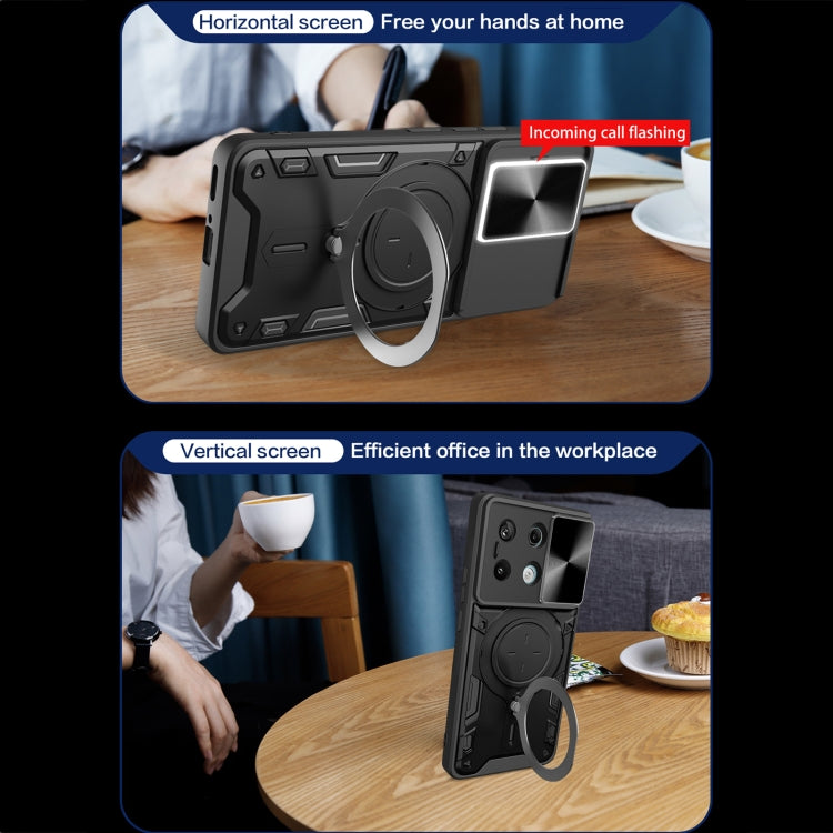 For Xiaomi Redmi Note 13 Pro 5G CD Texture Sliding Camshield Magnetic Holder Phone Case(Silver) - Note 13 Pro Cases by PMC TechLife | Online Shopping South Africa | PMC TechLife | Buy Now Pay Later Mobicred