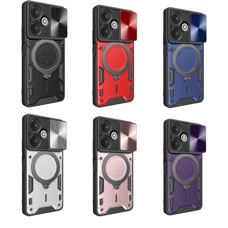 For Xiaomi Redmi 13C 5G Global CD Texture Sliding Camshield Magnetic Holder Phone Case(Purple) - 13C Cases by PMC TechLife | Online Shopping South Africa | PMC TechLife | Buy Now Pay Later Mobicred