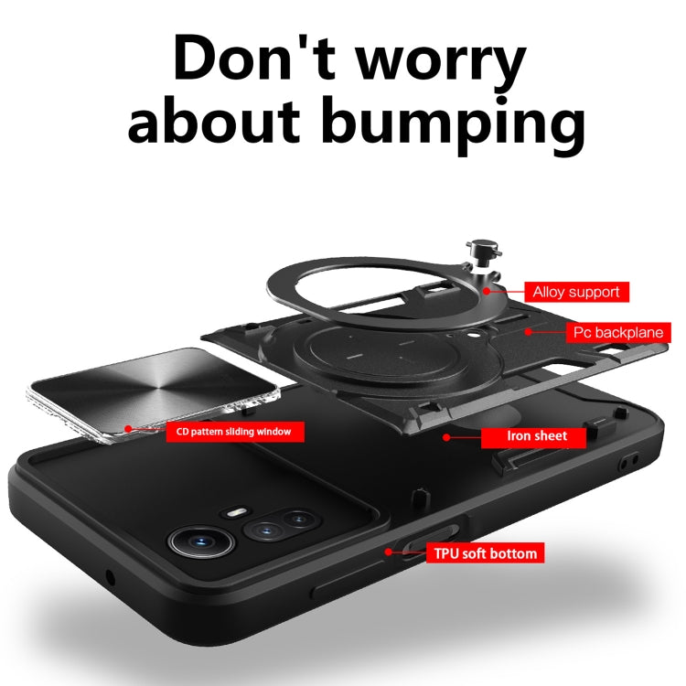 For Xiaomi Redmi Note 12S 4G CD Texture Sliding Camshield Magnetic Holder Phone Case(Red) - Xiaomi Cases by PMC TechLife | Online Shopping South Africa | PMC TechLife | Buy Now Pay Later Mobicred