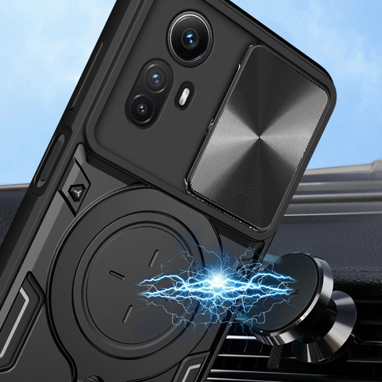 For Xiaomi Redmi Note 12S 4G CD Texture Sliding Camshield Magnetic Holder Phone Case(Red) - Xiaomi Cases by PMC TechLife | Online Shopping South Africa | PMC TechLife | Buy Now Pay Later Mobicred