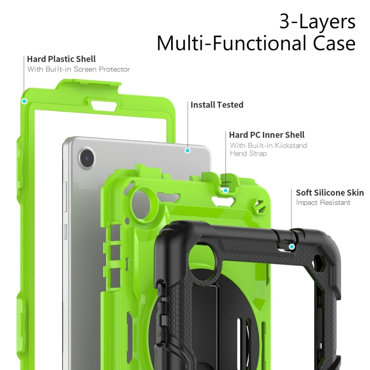 For Lenovo Tab M8 4th Gen Silicone Hybrid PC Tablet Case with Shoulder Strap(Yellow Green PC) - Lenovo by PMC TechLife | Online Shopping South Africa | PMC TechLife | Buy Now Pay Later Mobicred