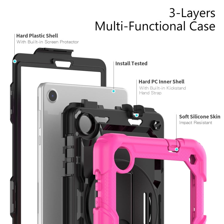 For Lenovo Tab M8 4th Gen Silicone Hybrid PC Tablet Case with Shoulder Strap(Rose Red) - Lenovo by PMC TechLife | Online Shopping South Africa | PMC TechLife | Buy Now Pay Later Mobicred