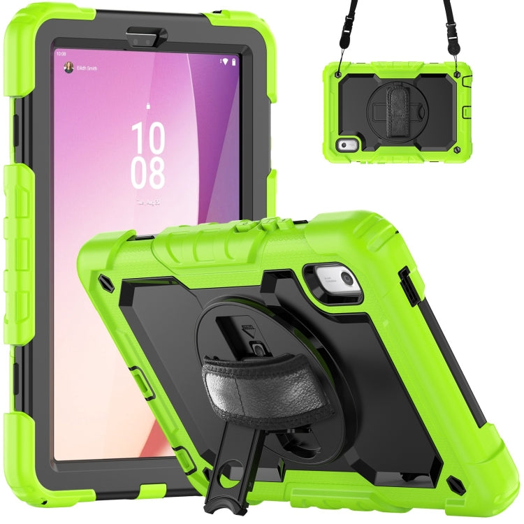 For Lenovo Tab M9 Silicone Hybrid PC Tablet Case with Shoulder Strap(Yellow Green) - Lenovo by PMC TechLife | Online Shopping South Africa | PMC TechLife | Buy Now Pay Later Mobicred