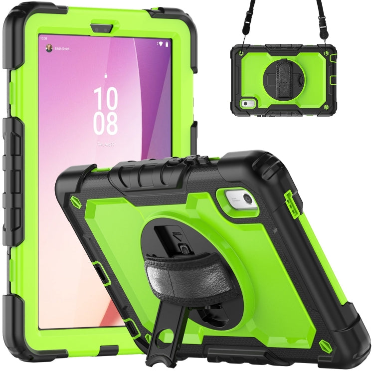 For Lenovo Tab M9 Silicone Hybrid PC Tablet Case with Shoulder Strap(Yellow Green PC) - Lenovo by PMC TechLife | Online Shopping South Africa | PMC TechLife | Buy Now Pay Later Mobicred