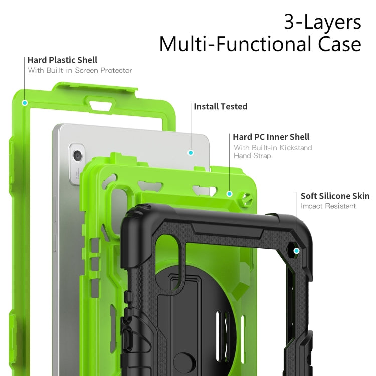 For Lenovo Tab M9 Silicone Hybrid PC Tablet Case with Shoulder Strap(Yellow Green PC) - Lenovo by PMC TechLife | Online Shopping South Africa | PMC TechLife | Buy Now Pay Later Mobicred