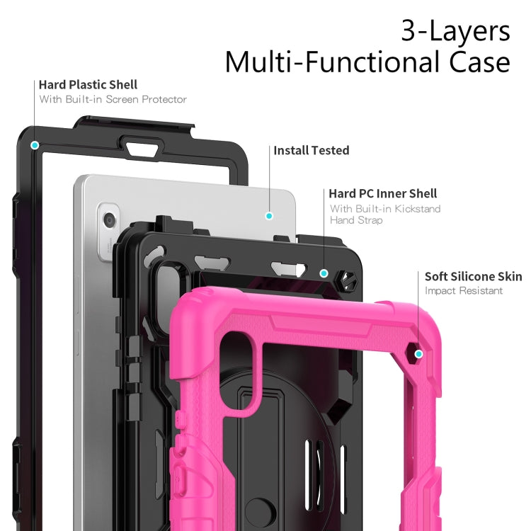 For Lenovo Tab M9 Silicone Hybrid PC Tablet Case with Shoulder Strap(Rose Red) - Lenovo by PMC TechLife | Online Shopping South Africa | PMC TechLife | Buy Now Pay Later Mobicred