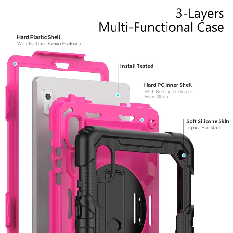 For Lenovo Tab M9 Silicone Hybrid PC Tablet Case with Shoulder Strap(Rose Red PC) - Lenovo by PMC TechLife | Online Shopping South Africa | PMC TechLife | Buy Now Pay Later Mobicred