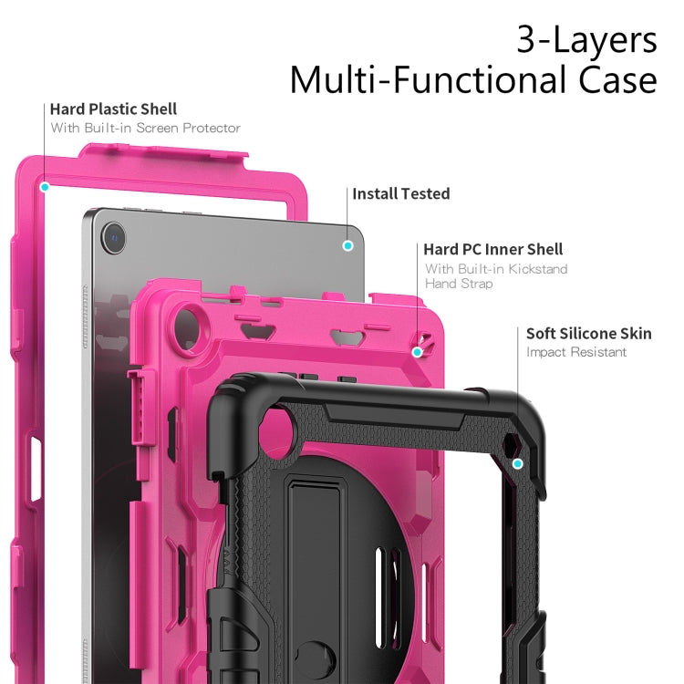 For Lenovo Tab M10 10.1 Gen 3rd Silicone Hybrid PC Tablet Case with Shoulder Strap(Rose Red PC) - Lenovo by PMC TechLife | Online Shopping South Africa | PMC TechLife | Buy Now Pay Later Mobicred