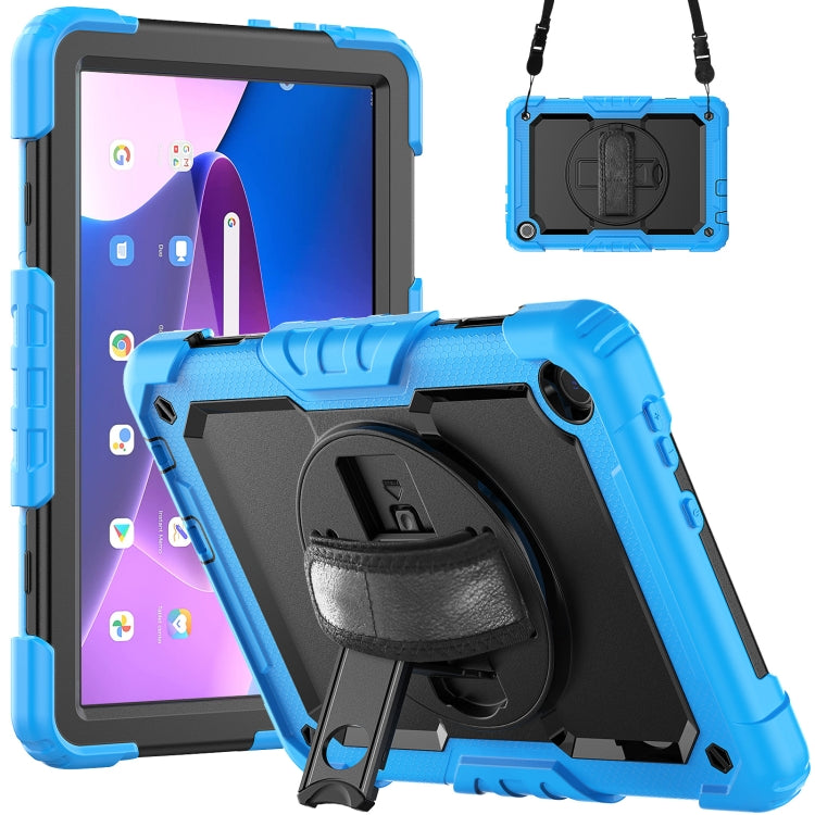 For Lenovo Tab M10 10.1 Gen 3rd Silicone Hybrid PC Tablet Case with Shoulder Strap(Light Blue) - Lenovo by PMC TechLife | Online Shopping South Africa | PMC TechLife | Buy Now Pay Later Mobicred