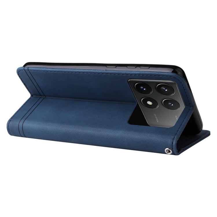 For Xiaomi Redmi K70 / K70 Pro Skin Feel Life Tree Metal Button Leather Phone Case(Blue) - Xiaomi Cases by PMC Jewellery | Online Shopping South Africa | PMC Jewellery | Buy Now Pay Later Mobicred