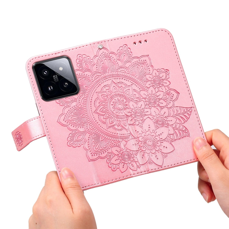 For Xiaomi 14 Pro 7-petal Flowers Embossing Leather Phone Case(Rose Gold) - 14 Pro Cases by PMC TechLife | Online Shopping South Africa | PMC TechLife | Buy Now Pay Later Mobicred