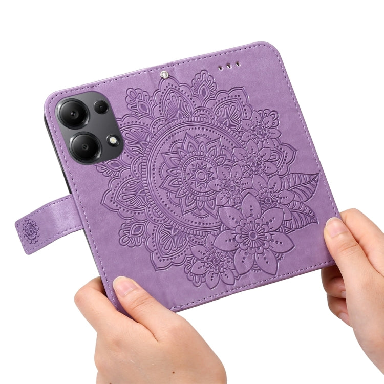 For Xiaomi Redmi Note13 Pro 4G Global/Poco M6 Pro 4G 7-petal Flowers Embossing Leather Phone Case(Light Purple) - Note 13 Pro Cases by PMC TechLife | Online Shopping South Africa | PMC TechLife | Buy Now Pay Later Mobicred