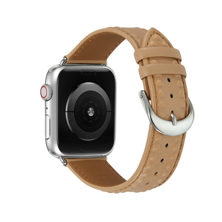 Embossed Love Genuine Leather Watch Band For Apple Watch Ultra 2 49mm(Khaki) - free shipping - PMc TechLife - Order now!