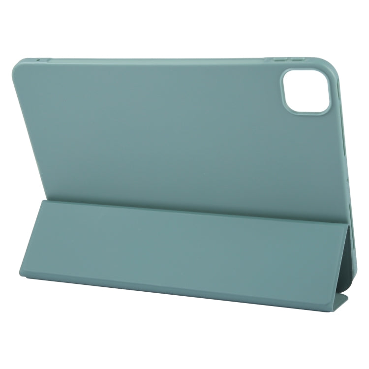 For iPad Pro 13 2024 GEBEI 3-folding Holder Shockproof Flip Leather Tablet Case(Dark Green) - iPad Pro 13 2024 Cases by GEBEI | Online Shopping South Africa | PMC TechLife | Buy Now Pay Later Mobicred