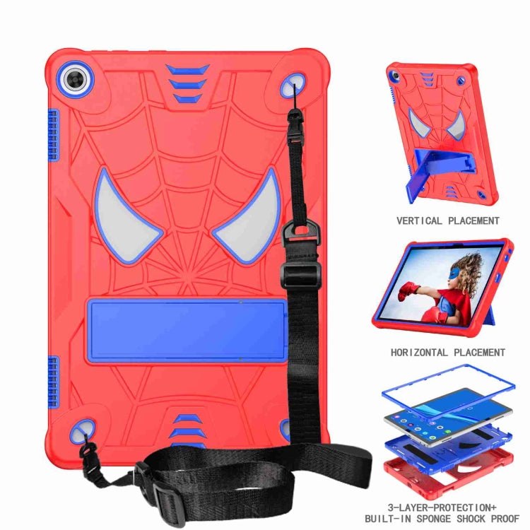 For Lenovo Tab M10 3rd Gen Spider Texture Silicone Hybrid PC Tablet Case with Shoulder Strap(Red + Blue) - Lenovo by PMC TechLife | Online Shopping South Africa | PMC TechLife | Buy Now Pay Later Mobicred