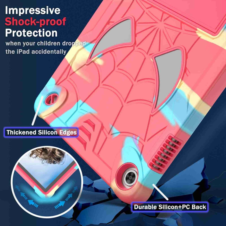 For Lenovo Tab M10 3rd Gen Spider Texture Silicone Hybrid PC Tablet Case with Shoulder Strap(Camouflage + Rose Red) - Lenovo by PMC TechLife | Online Shopping South Africa | PMC TechLife | Buy Now Pay Later Mobicred