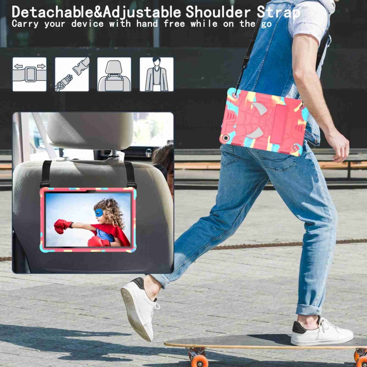 For Lenovo Tab M10 3rd Gen Spider Texture Silicone Hybrid PC Tablet Case with Shoulder Strap(Camouflage + Rose Red) - Lenovo by PMC TechLife | Online Shopping South Africa | PMC TechLife | Buy Now Pay Later Mobicred