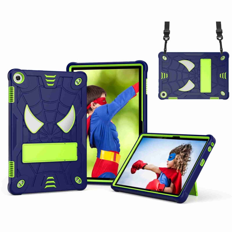For Lenovo Tab M10 3rd Gen Spider Texture Silicone Hybrid PC Tablet Case with Shoulder Strap(Navy Blue + Yellow Green) - Lenovo by PMC TechLife | Online Shopping South Africa | PMC TechLife | Buy Now Pay Later Mobicred