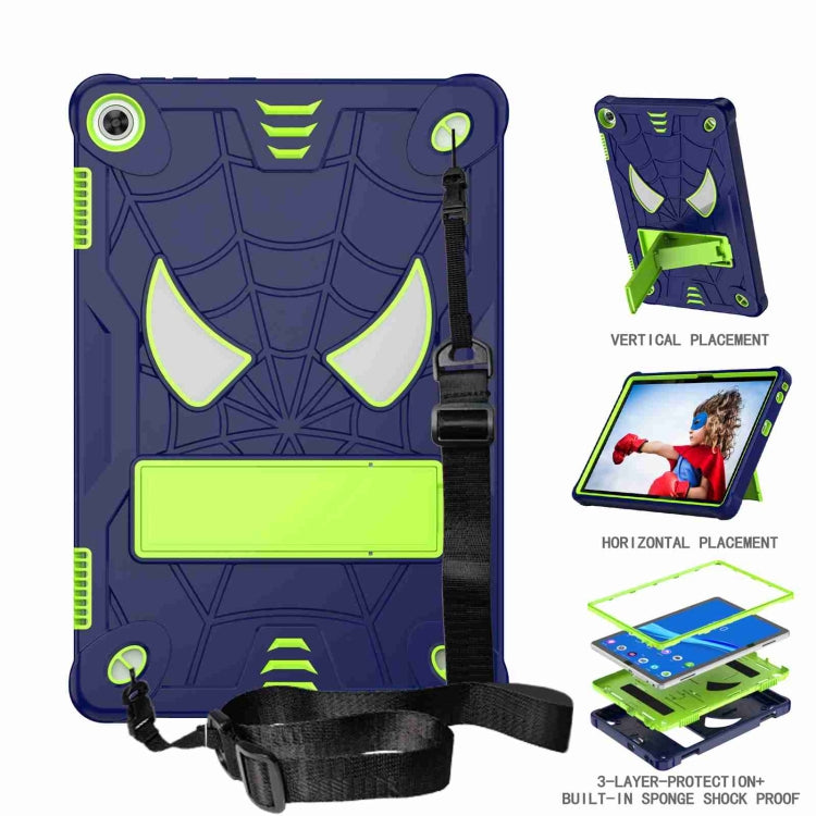 For Lenovo Tab M10 3rd Gen Spider Texture Silicone Hybrid PC Tablet Case with Shoulder Strap(Navy Blue + Yellow Green) - Lenovo by PMC TechLife | Online Shopping South Africa | PMC TechLife | Buy Now Pay Later Mobicred