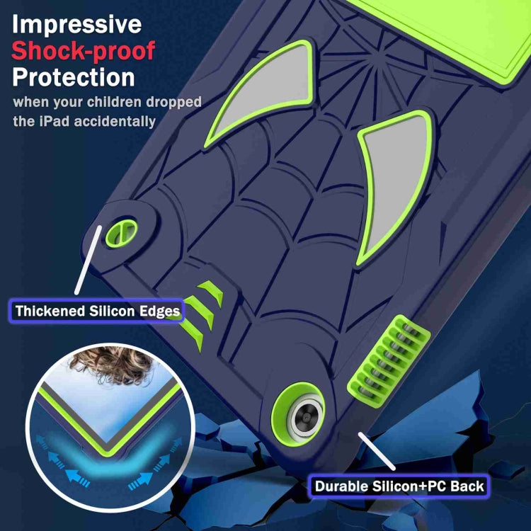 For Lenovo Tab M10 3rd Gen Spider Texture Silicone Hybrid PC Tablet Case with Shoulder Strap(Navy Blue + Yellow Green) - Lenovo by PMC TechLife | Online Shopping South Africa | PMC TechLife | Buy Now Pay Later Mobicred