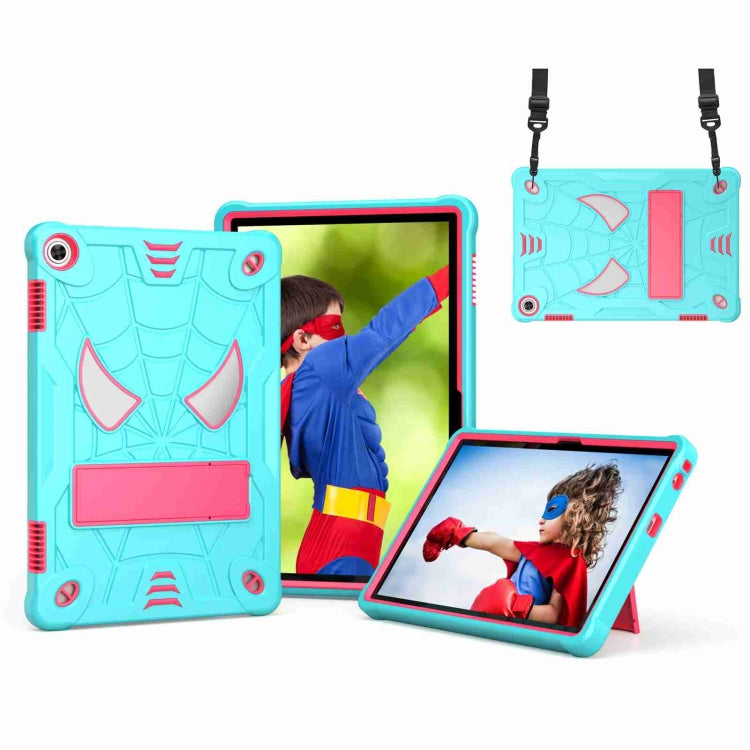 For Lenovo Tab M10 3rd Gen Spider Texture Silicone Hybrid PC Tablet Case with Shoulder Strap(Mint Green + Rose Red) - Lenovo by PMC TechLife | Online Shopping South Africa | PMC TechLife | Buy Now Pay Later Mobicred