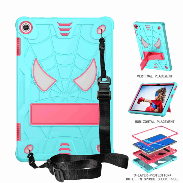 For Lenovo Tab M10 3rd Gen Spider Texture Silicone Hybrid PC Tablet Case with Shoulder Strap(Mint Green + Rose Red) - Lenovo by PMC TechLife | Online Shopping South Africa | PMC TechLife | Buy Now Pay Later Mobicred