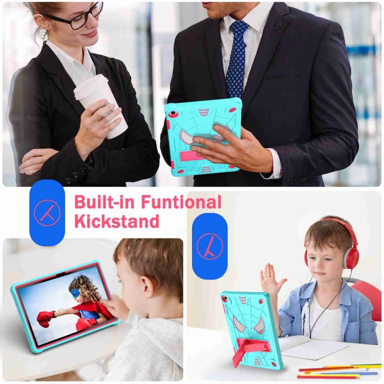 For Lenovo Tab M10 3rd Gen Spider Texture Silicone Hybrid PC Tablet Case with Shoulder Strap(Mint Green + Rose Red) - Lenovo by PMC TechLife | Online Shopping South Africa | PMC TechLife | Buy Now Pay Later Mobicred