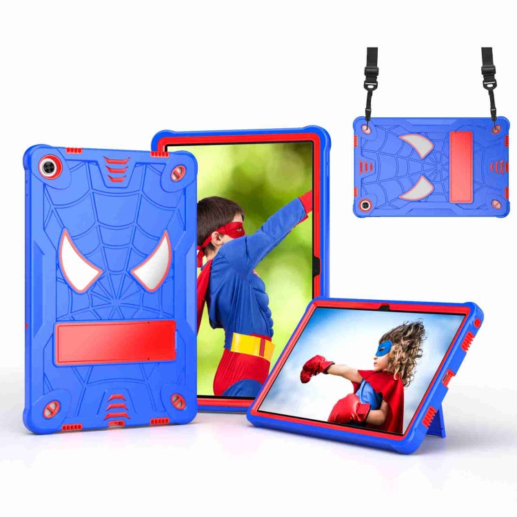 For Lenovo Tab M10 Plus 10.6 3rd Gen 2022 Spider Texture Silicone Hybrid PC Tablet Case with Shoulder Strap(Blue + Red) - Lenovo by PMC TechLife | Online Shopping South Africa | PMC TechLife | Buy Now Pay Later Mobicred
