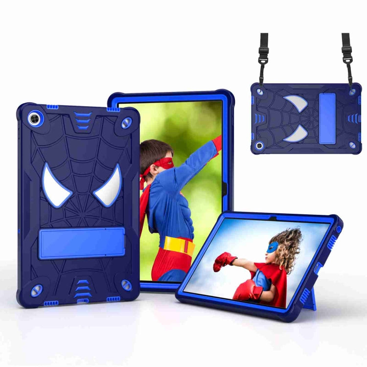 For Lenovo Tab M10 Plus 10.6 3rd Gen 2022 Spider Texture Silicone Hybrid PC Tablet Case with Shoulder Strap(Navy Blue + Blue) - Lenovo by PMC TechLife | Online Shopping South Africa | PMC TechLife | Buy Now Pay Later Mobicred