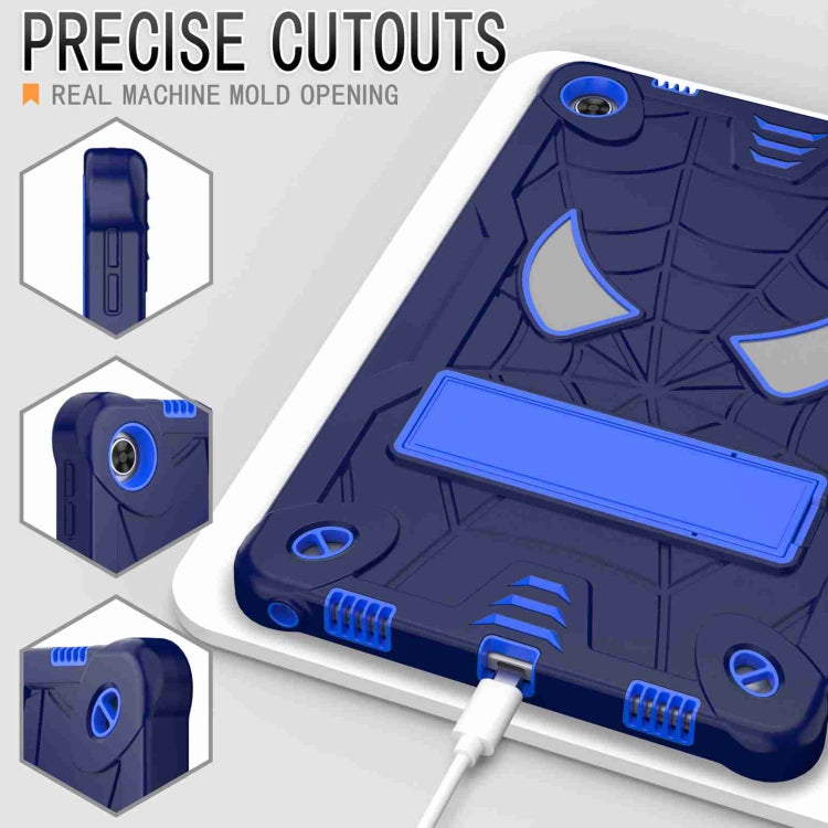 For Lenovo Tab M10 Plus 10.6 3rd Gen 2022 Spider Texture Silicone Hybrid PC Tablet Case with Shoulder Strap(Navy Blue + Blue) - Lenovo by PMC TechLife | Online Shopping South Africa | PMC TechLife | Buy Now Pay Later Mobicred