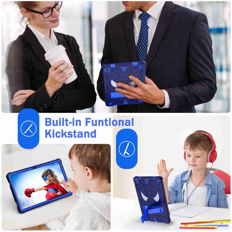 For Lenovo Tab M10 Plus 10.6 3rd Gen 2022 Spider Texture Silicone Hybrid PC Tablet Case with Shoulder Strap(Navy Blue + Blue) - Lenovo by PMC TechLife | Online Shopping South Africa | PMC TechLife | Buy Now Pay Later Mobicred