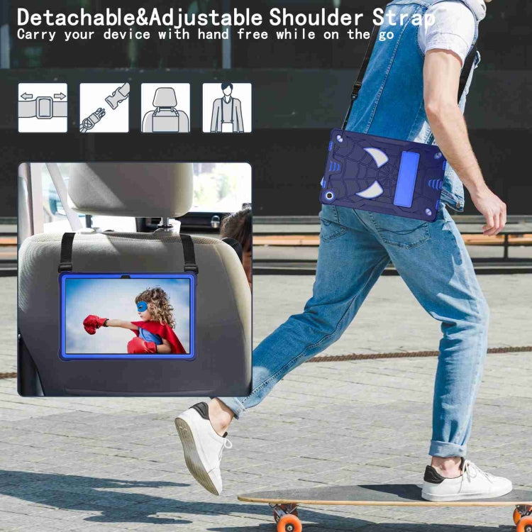 For Lenovo Tab M10 Plus 10.6 3rd Gen 2022 Spider Texture Silicone Hybrid PC Tablet Case with Shoulder Strap(Navy Blue + Blue) - Lenovo by PMC TechLife | Online Shopping South Africa | PMC TechLife | Buy Now Pay Later Mobicred