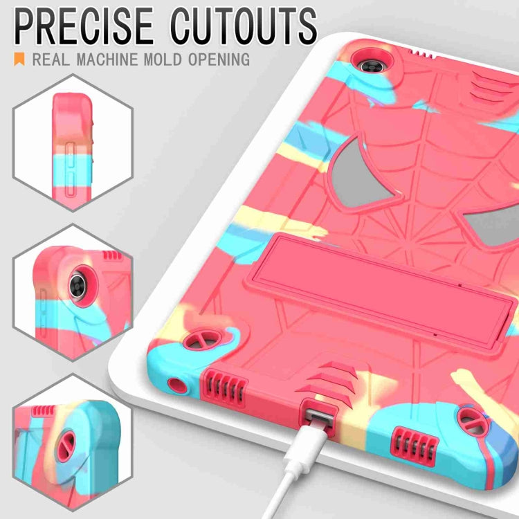 For Lenovo Tab M10 Plus 10.6 3rd Gen 2022 Spider Texture Silicone Hybrid PC Tablet Case with Shoulder Strap(Camouflage + Rose Red) - Lenovo by PMC TechLife | Online Shopping South Africa | PMC TechLife | Buy Now Pay Later Mobicred