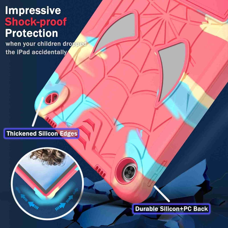 For Lenovo Tab M10 Plus 10.6 3rd Gen 2022 Spider Texture Silicone Hybrid PC Tablet Case with Shoulder Strap(Camouflage + Rose Red) - Lenovo by PMC TechLife | Online Shopping South Africa | PMC TechLife | Buy Now Pay Later Mobicred