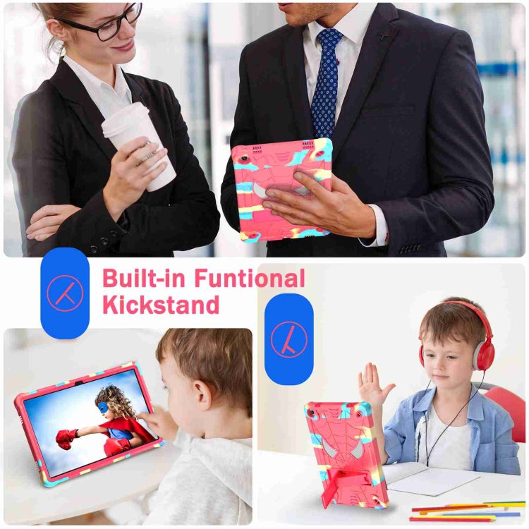 For Lenovo Tab M10 Plus 10.6 3rd Gen 2022 Spider Texture Silicone Hybrid PC Tablet Case with Shoulder Strap(Camouflage + Rose Red) - Lenovo by PMC TechLife | Online Shopping South Africa | PMC TechLife | Buy Now Pay Later Mobicred