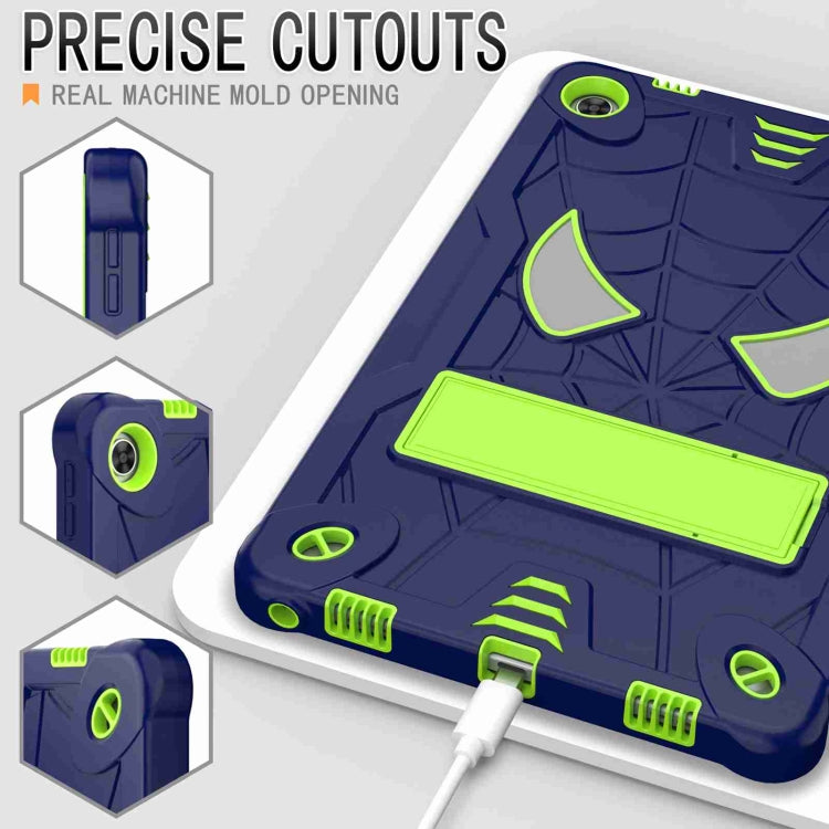 For Lenovo Tab M10 Plus 10.6 3rd Gen 2022 Spider Texture Silicone Hybrid PC Tablet Case with Shoulder Strap(Navy Blue + Yellow Green) - Lenovo by PMC TechLife | Online Shopping South Africa | PMC TechLife | Buy Now Pay Later Mobicred