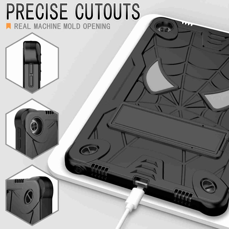 For Lenovo Tab M10 Plus 10.6 3rd Gen 2022 Spider Texture Silicone Hybrid PC Tablet Case with Shoulder Strap(Black) - Lenovo by PMC TechLife | Online Shopping South Africa | PMC TechLife | Buy Now Pay Later Mobicred