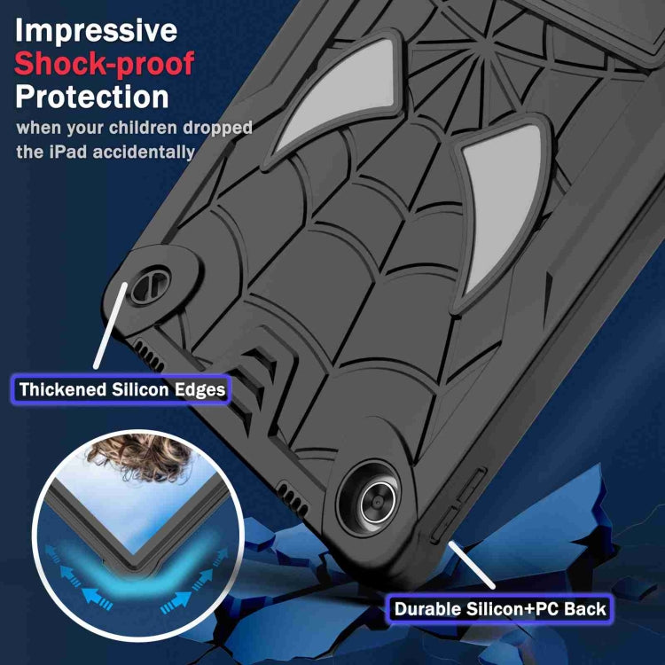 For Lenovo Tab M10 Plus 10.6 3rd Gen 2022 Spider Texture Silicone Hybrid PC Tablet Case with Shoulder Strap(Black) - Lenovo by PMC TechLife | Online Shopping South Africa | PMC TechLife | Buy Now Pay Later Mobicred