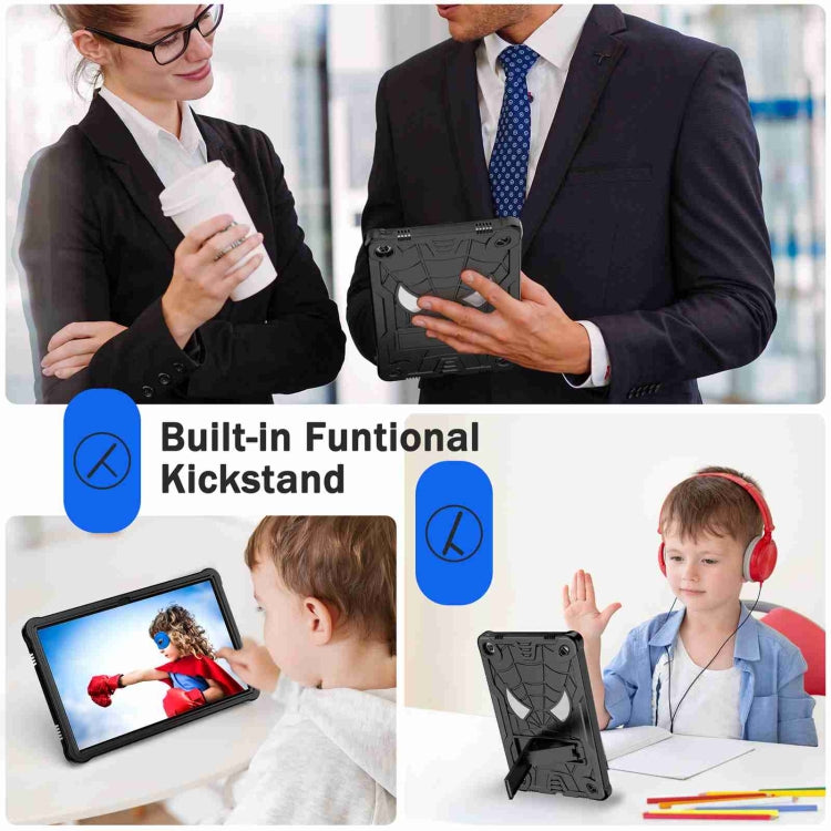 For Lenovo Tab M10 Plus 10.6 3rd Gen 2022 Spider Texture Silicone Hybrid PC Tablet Case with Shoulder Strap(Black) - Lenovo by PMC TechLife | Online Shopping South Africa | PMC TechLife | Buy Now Pay Later Mobicred