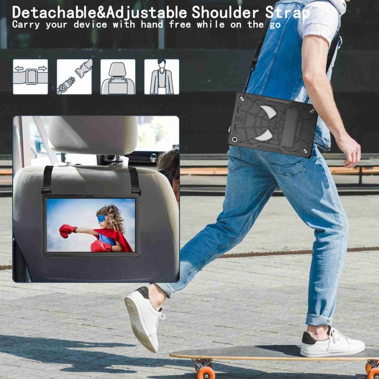 For Lenovo Tab M10 Plus 10.6 3rd Gen 2022 Spider Texture Silicone Hybrid PC Tablet Case with Shoulder Strap(Black) - Lenovo by PMC TechLife | Online Shopping South Africa | PMC TechLife | Buy Now Pay Later Mobicred