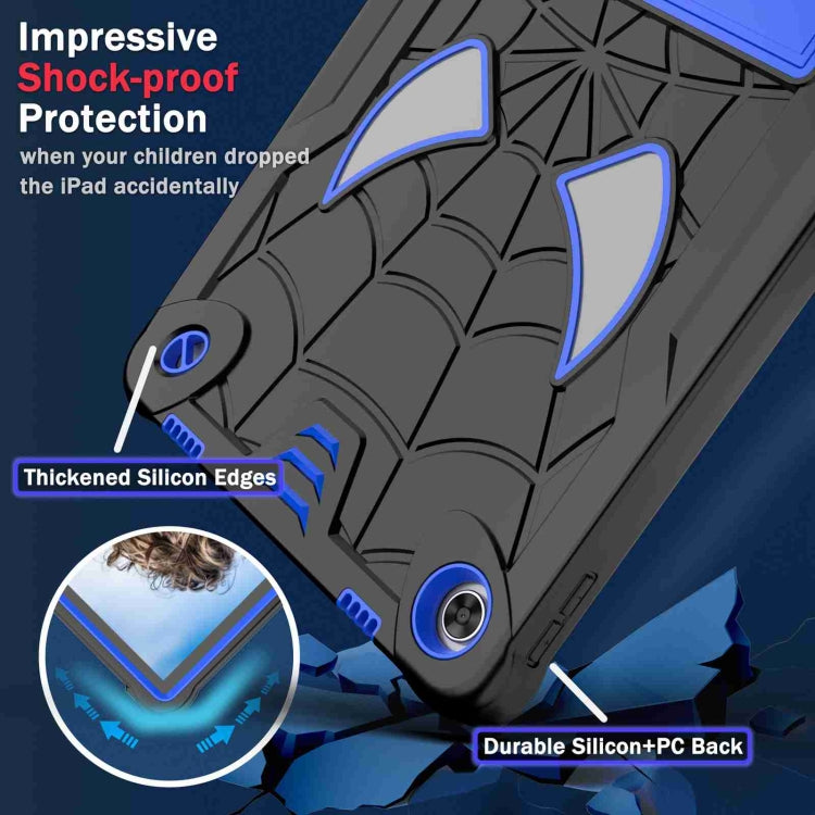 For Lenovo Tab M10 Plus 10.6 3rd Gen 2022 Spider Texture Silicone Hybrid PC Tablet Case with Shoulder Strap(Black + Blue) - Lenovo by PMC TechLife | Online Shopping South Africa | PMC TechLife | Buy Now Pay Later Mobicred