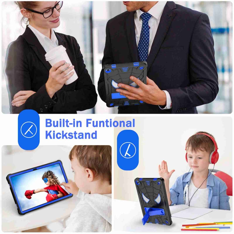 For Lenovo Tab M10 Plus 10.6 3rd Gen 2022 Spider Texture Silicone Hybrid PC Tablet Case with Shoulder Strap(Black + Blue) - Lenovo by PMC TechLife | Online Shopping South Africa | PMC TechLife | Buy Now Pay Later Mobicred