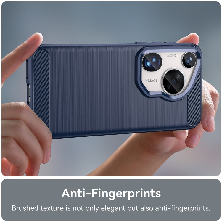 For Huawei Pura 70 Ultra Brushed Texture Carbon Fiber TPU Phone Case(Blue) - free shipping - PMC Jewellery - Order now!
