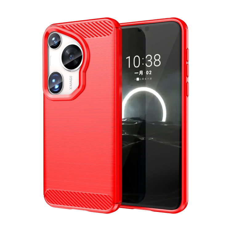 For Huawei Pura 70 Ultra Brushed Texture Carbon Fiber TPU Phone Case(Red) - free shipping - PMC Jewellery - Order now!