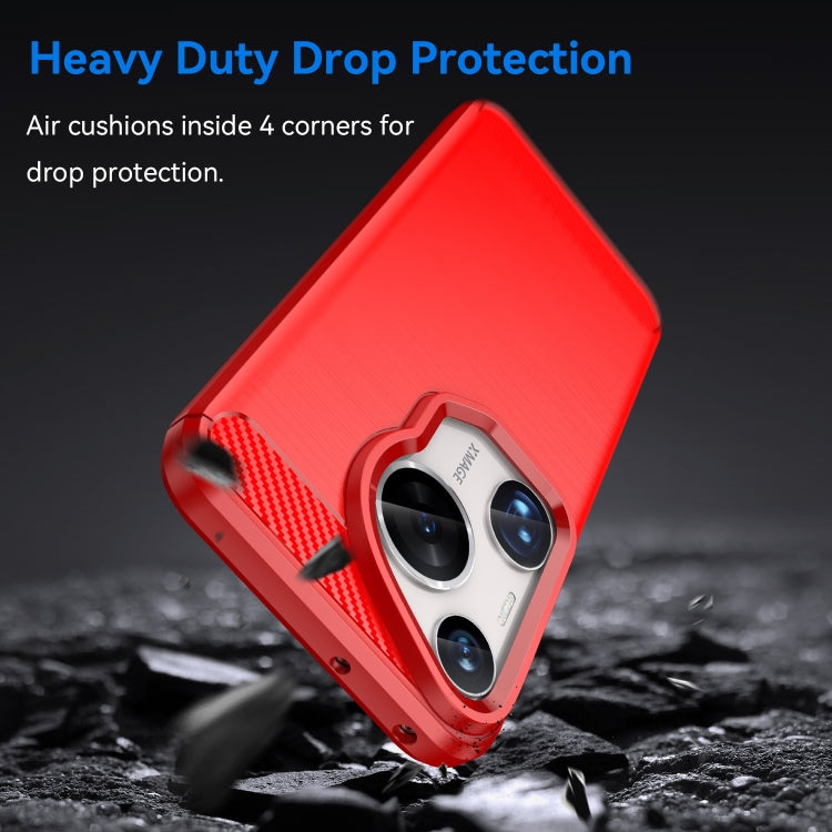 For Huawei Pura 70 Ultra Brushed Texture Carbon Fiber TPU Phone Case(Red) - free shipping - PMC Jewellery - Order now!