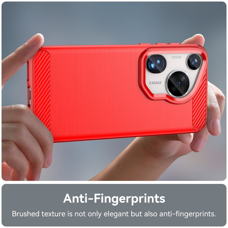 For Huawei Pura 70 Ultra Brushed Texture Carbon Fiber TPU Phone Case(Red) - free shipping - PMC Jewellery - Order now!