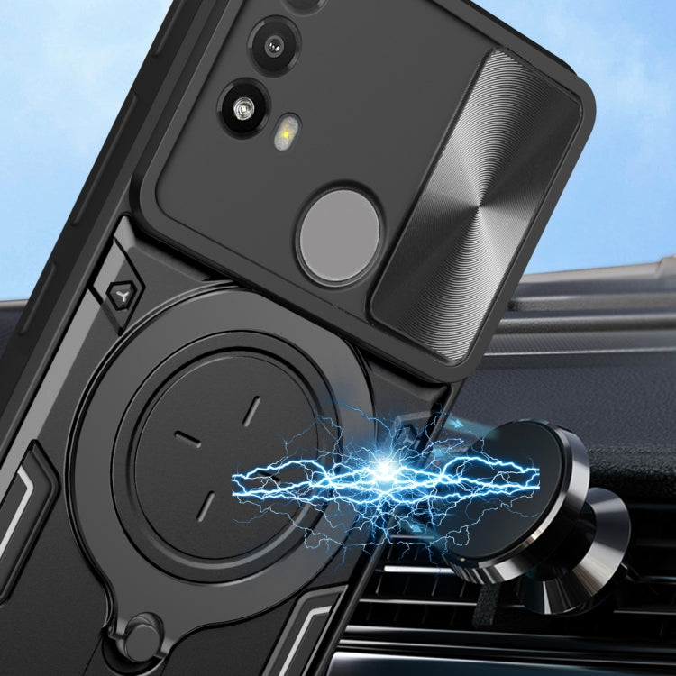 For Motorola Moto E20 / E30 / E40 CD Texture Sliding Camshield Magnetic Holder Phone Case(Blue) - free shipping - PMC TechLife - Order now!